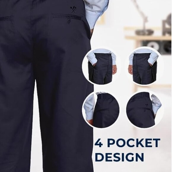 Elastic Waist Pants for Seniors - Adaptive Men's Pants for Elderly w/Zipper - Picture 3 of 6
